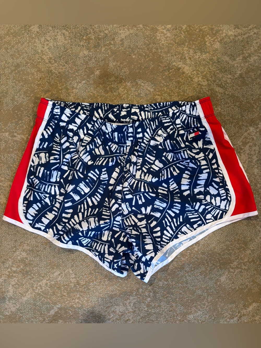 Tommy Hilfiger Sport Womens XL Running Shorts Navy Red White Lined Athletic